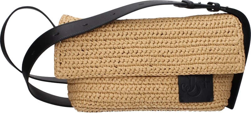 Jil Sander Beige Raffia Crossbody Bag