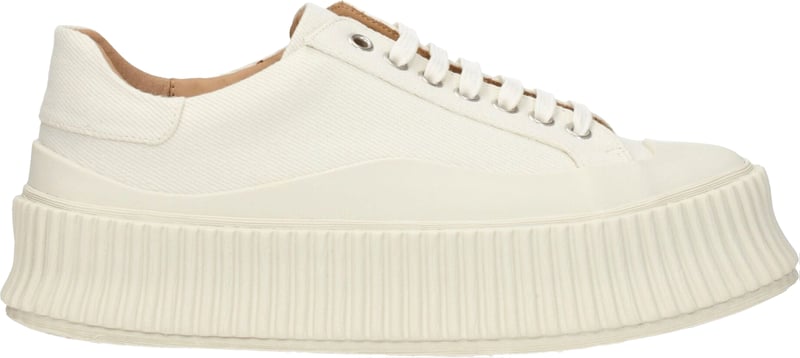 Jil Sander White Fabric Platform Sneakers