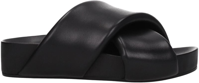 Jil Sander Black Leather Slippers