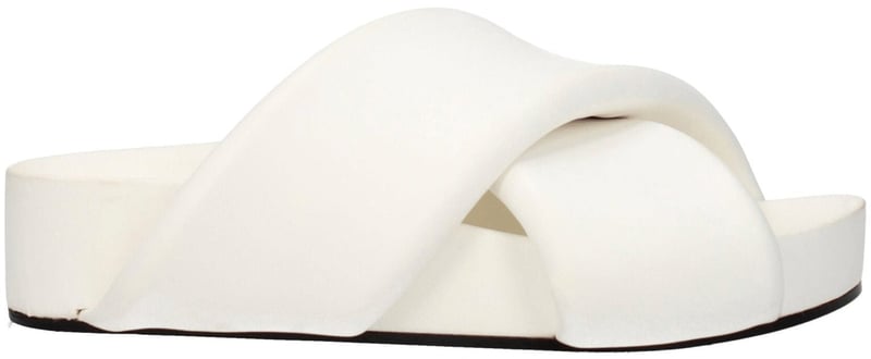 Jil Sander White Leather Slippers