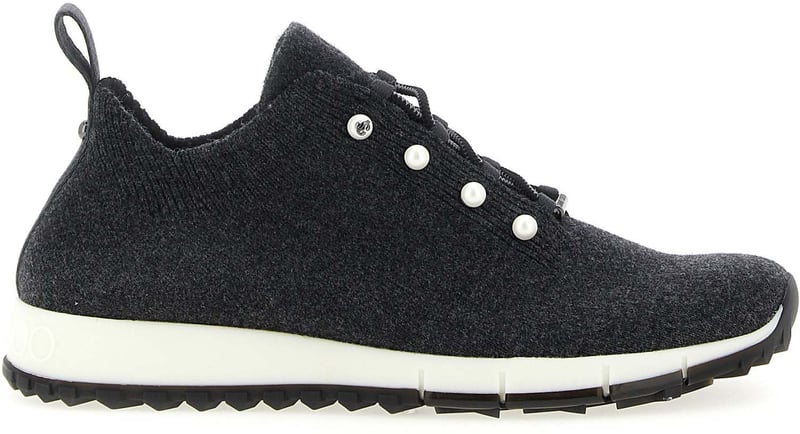 Jimmy Choo Black Tencel Low Top Sneakers