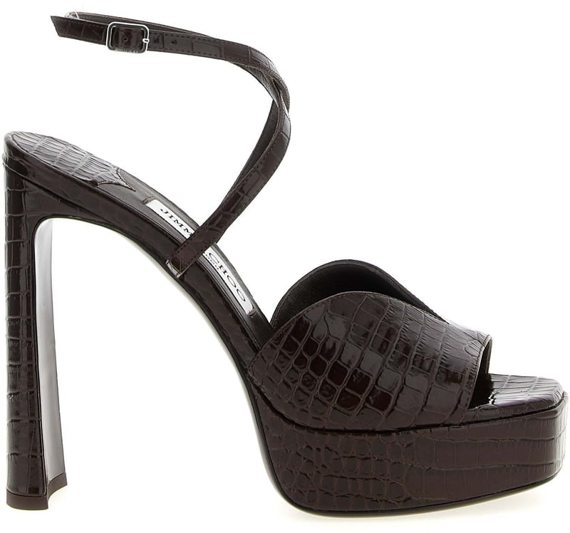 Jimmy Choo Brown Leather Stiletto Heel Sandals