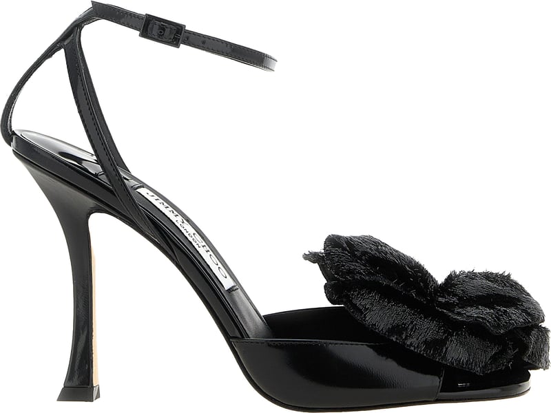 Jimmy Choo Black Leather Stiletto Heel Sandals