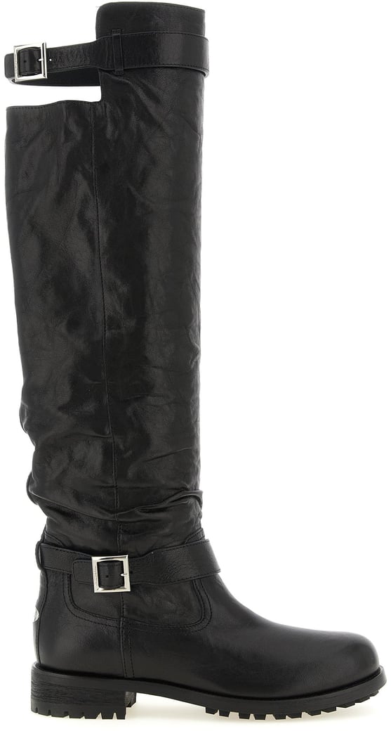 Jimmy Choo Black Leather Over The Knee