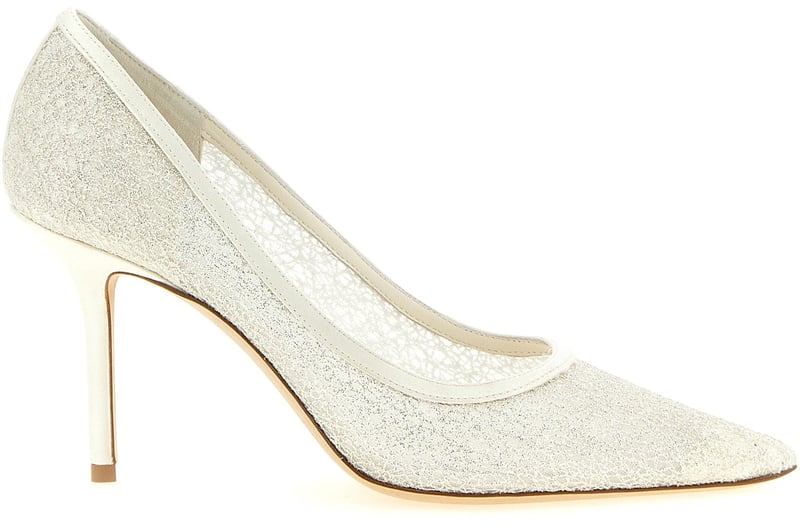 Jimmy Choo White Tencel High Heel Pumps