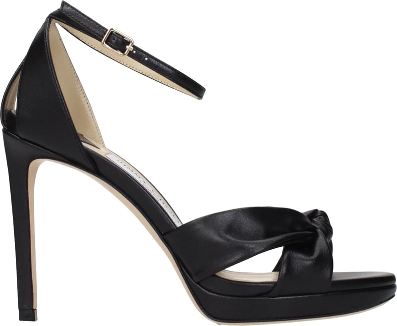 Jimmy Choo Black Leather Platform Sandals
