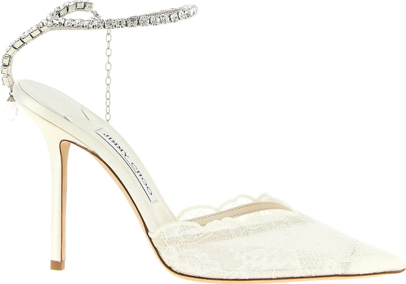 Jimmy Choo White Tencel High Heel Pumps
