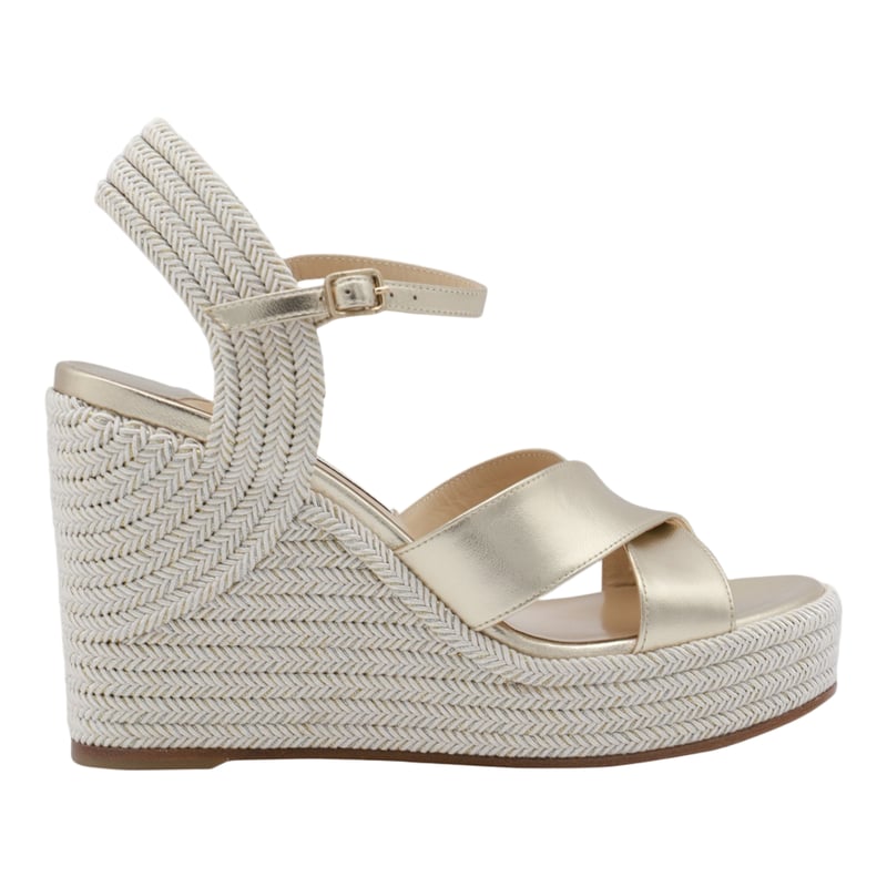 Platform Woven Wedge Sandals with Adjustable Ankle Strap