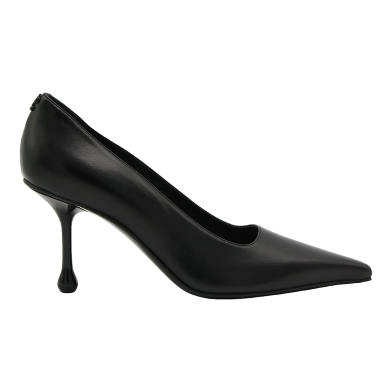 Pointed-Toe Black Pumps with Sculptural Heel