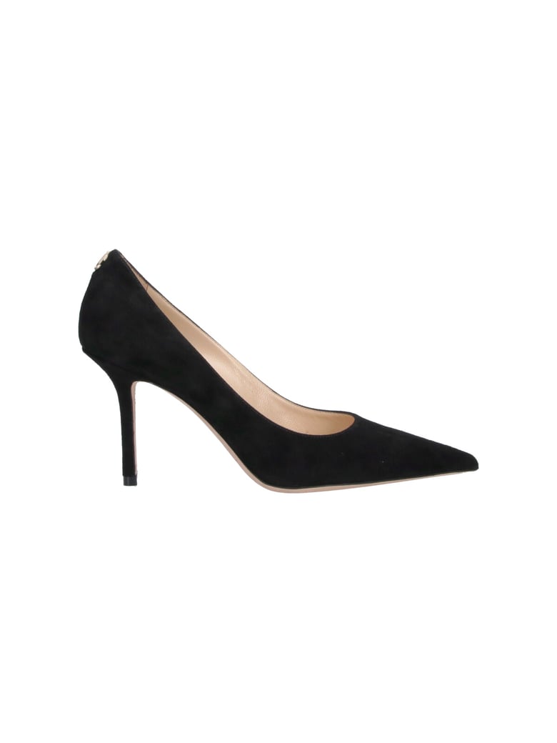 Pointed-Toe Black Pumps with Mid-Height Stiletto Heel