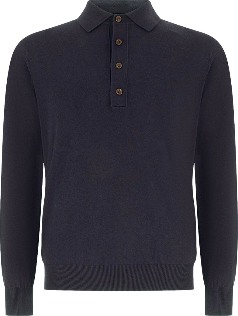 Kangra Midnight blue wool and cotton polo shirt