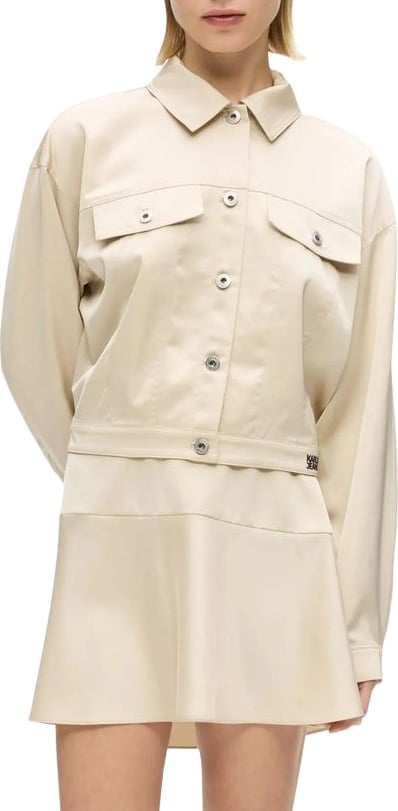 Karl Lagerfeld Beige Polyester Full-Length Jacket