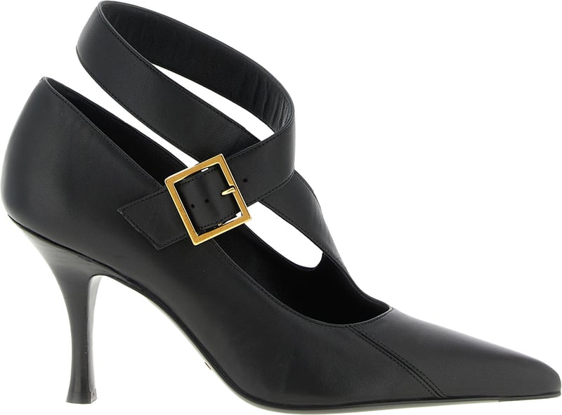 Khaite Black Lamb Leather High Heel Pumps