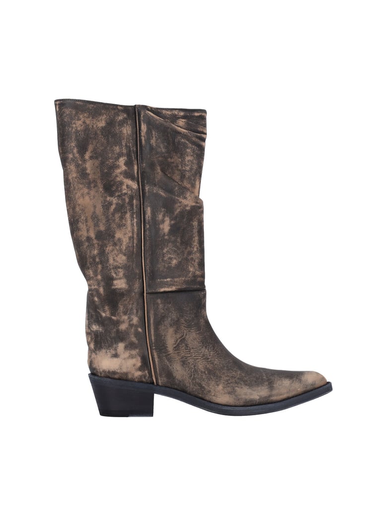 Brown Clive Distressed Calf Leather Boots