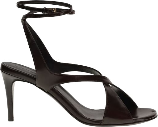 Khaite Black Calf Leather Bos Taurus Strap-On Sandals