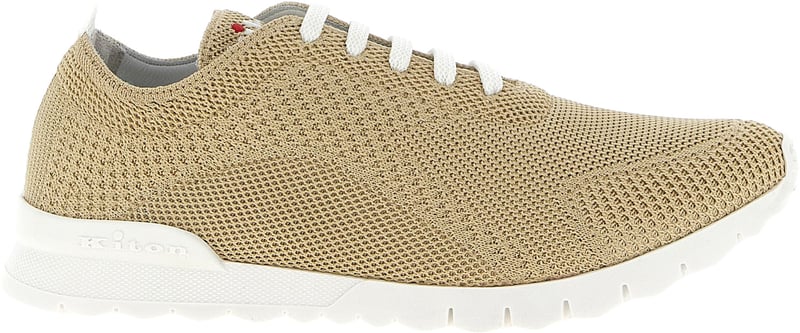 Kiton Beige Cotton Athletic Sneakers