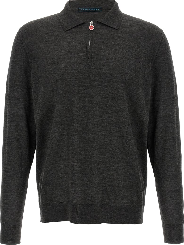 Kiton Gray Wool Polo Shirt