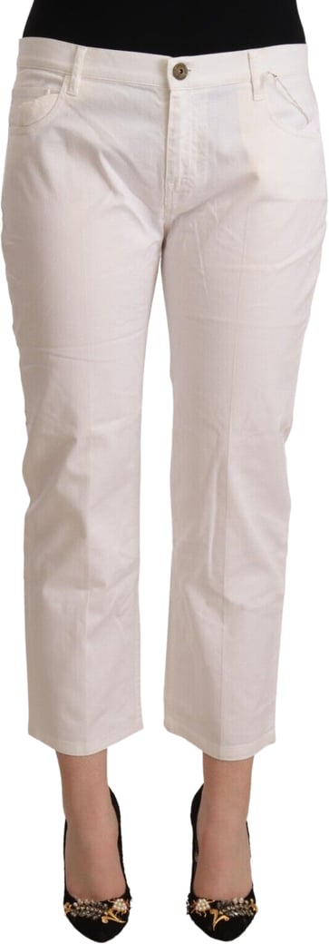 L'Autre Chose White Cotton Mid Waist Cropped Denim Jeans