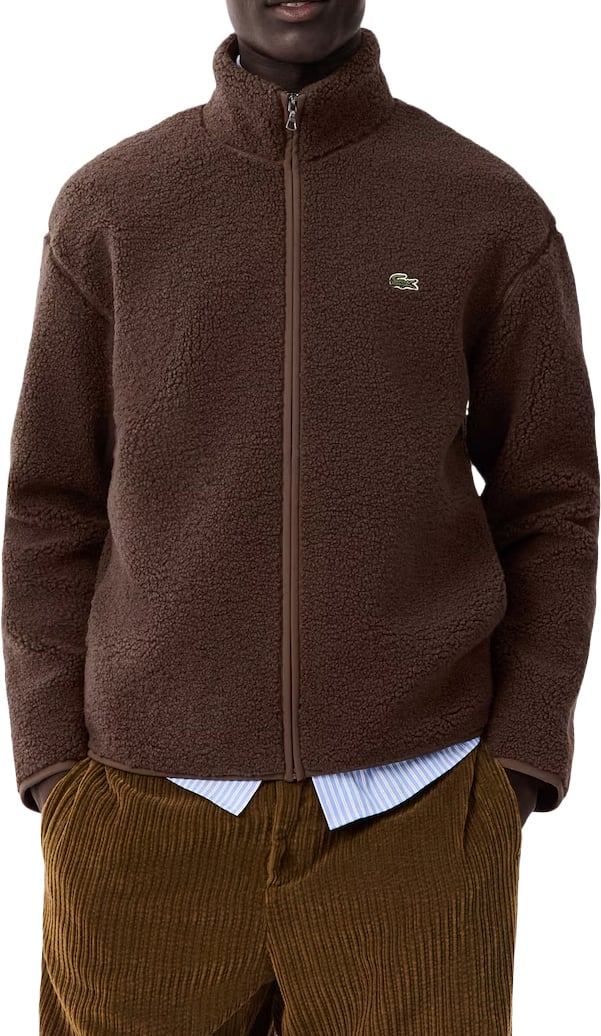 sherpajacket met hoge hals bruin