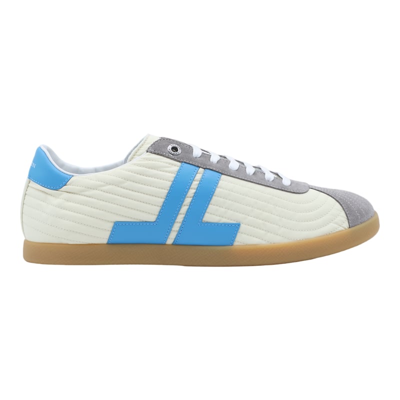 Quilted Cream Sneakers with Light Blue Accents