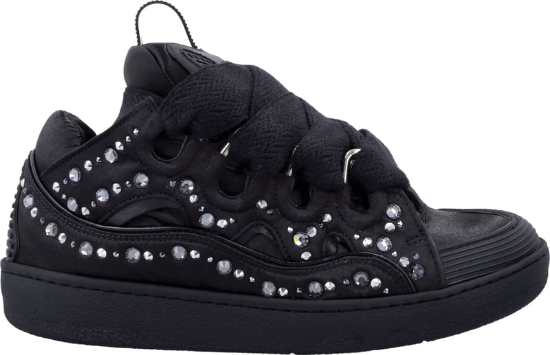 Curb Sneakers Satin Strass Nero