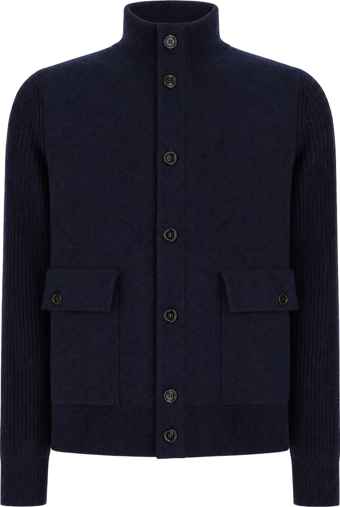 Lardini Navy blue wool blend cardigan