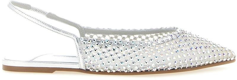 LE SILLA Silver Polyester Ballet Flats