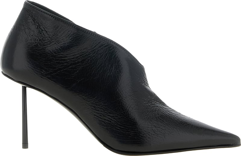 LE SILLA Black Nubuc Leather Ankle Boots