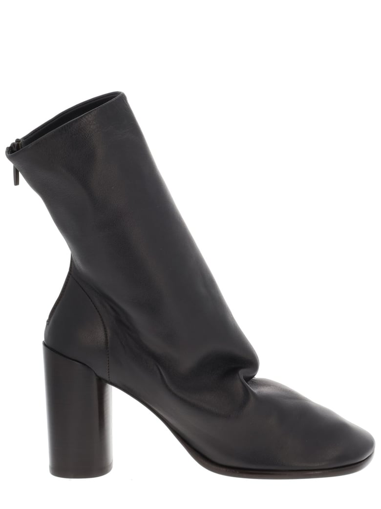 Glove Black Square Toe Zip Leather Boots
