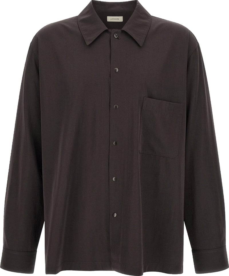 Lemaire Brown Wool Gabardine Overshirt