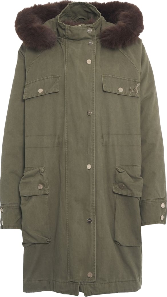 Parka with faux fur trim