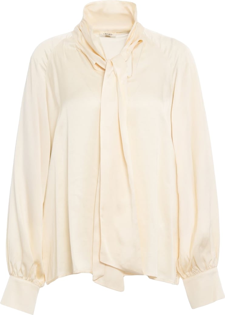 Blouse with tie-neck collar