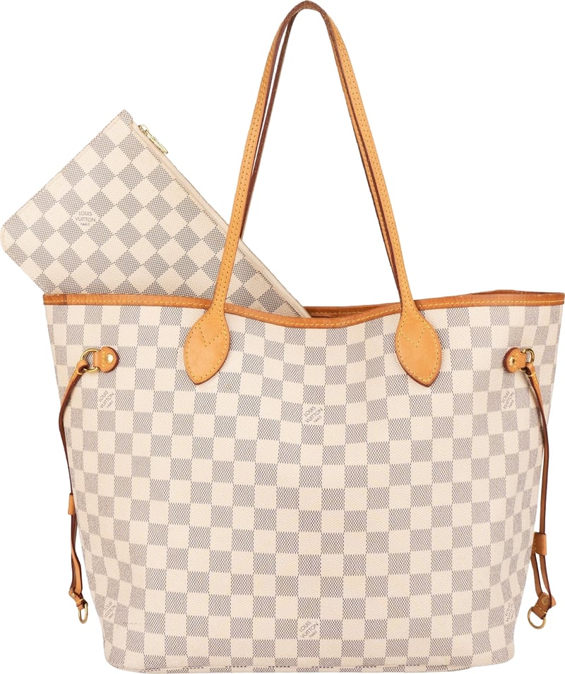 Louis Vuitton Monogram Damier Azur Canvas Neverfull MM Shoulder Bag