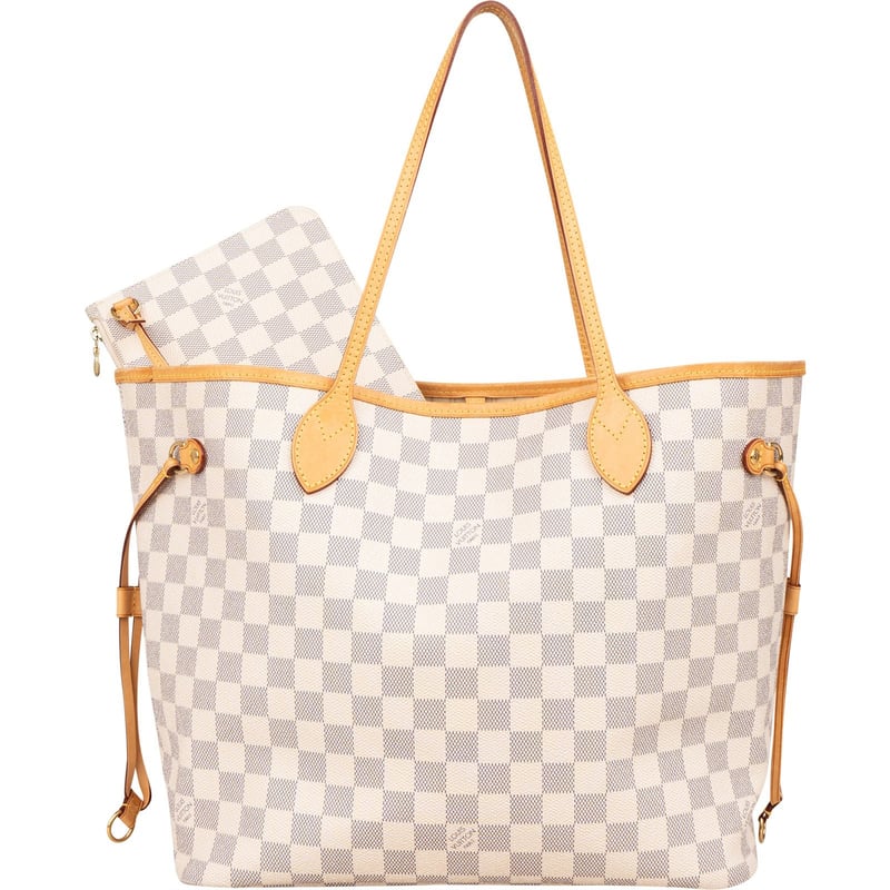 Louis Vuitton Monogram Damier Azur Canvas Neverfull MM Shoulder Bag