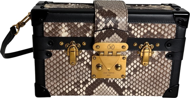 Louis Vuitton Petite Malle Python Natural Black Gold with CITES