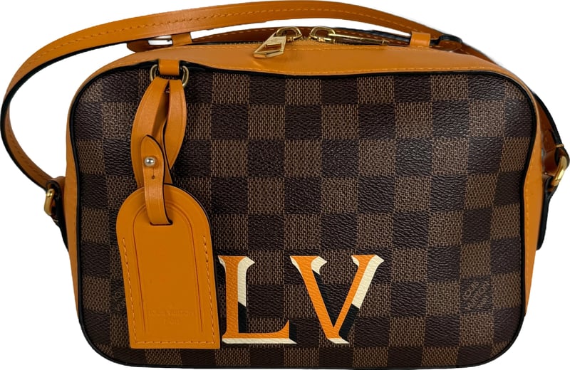 Louis Vuitton Santa Monica Damier Ebène Canvas Safran Orange Gold