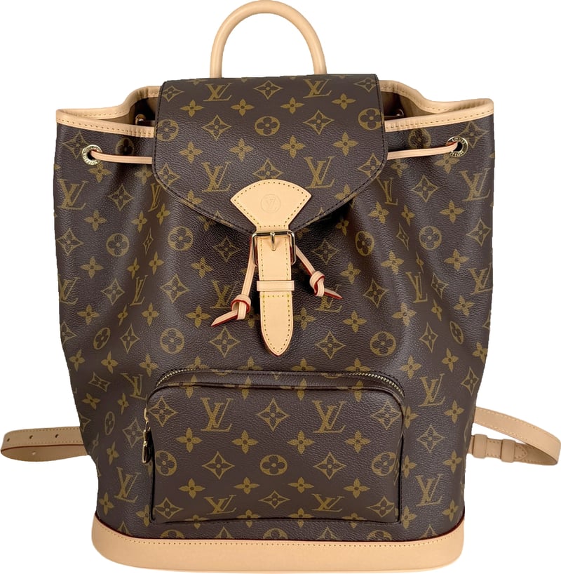 Louis Vuitton Montsouris MM Backpack Monogram Canvas Vachetta Gold