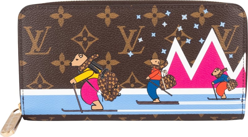 Louis Vuitton Monogram Canvas Illustre Xmas Skating Bears Mount Bleu Zippy Wallet