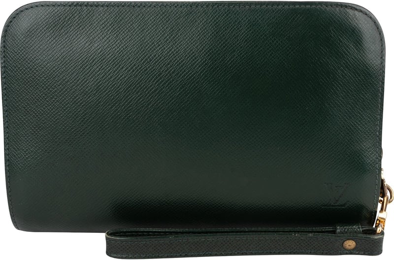 Louis Vuitton Green Taiga Leather Baikal Clutch Bag