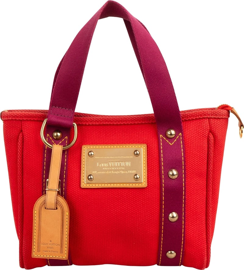 Louis Vuitton Rouge Cotton Antigua Cabas PM Handbag