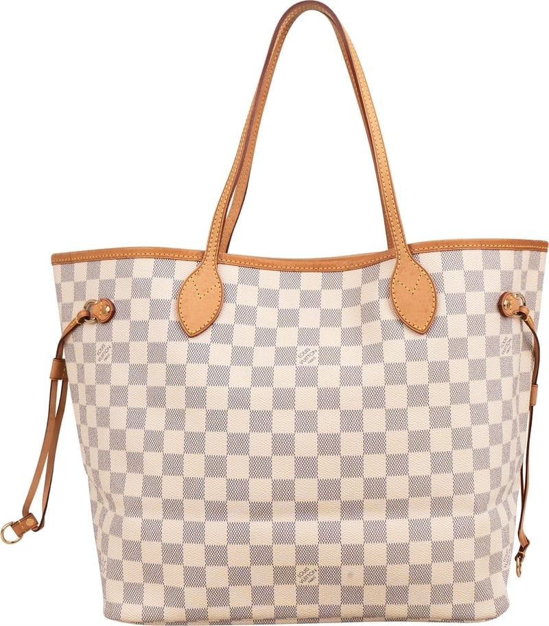Louis Vuitton Monogram Damier Azur Canvas Neverfull MM Shoulder Bag