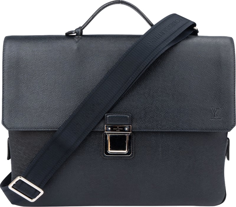Louis Vuitton Bleu Taiga Leather Vassili PM Business Handbag
