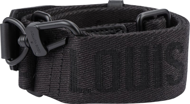Louis Vuitton Black Leather & Cottton Emblem Adjustable Bags Strap