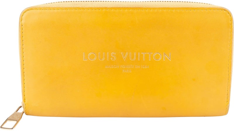 Louis Vuitton Yellow Calfskin Emblem Zippy Wallet