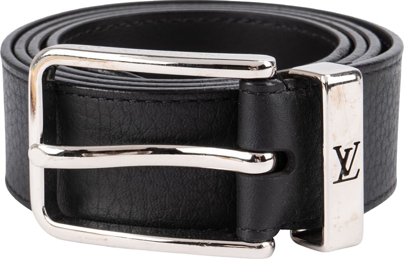 Louis Vuitton Classic Black Leather Ceinture Carre Belt (90 / 36)
