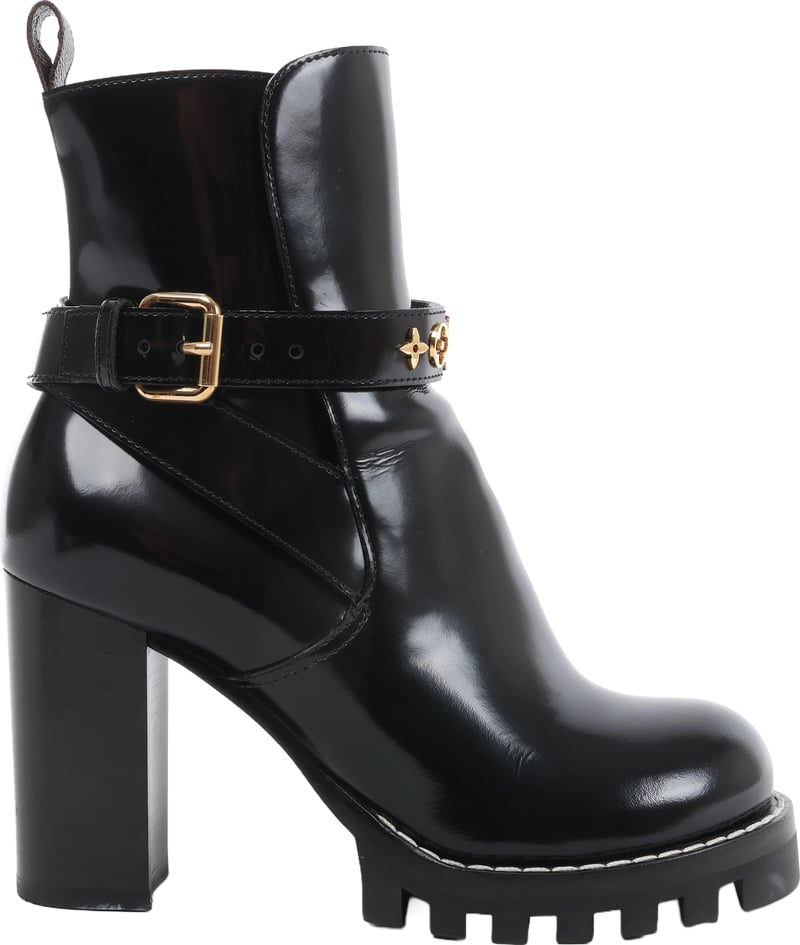 Louis Vuitton Star Trail Line 21 years Patent Leather Ankle Boots in Black MA0231, Size EU 37.5