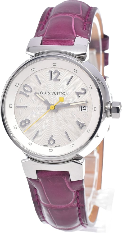 Louis Vuitton Tambour Quartz Stainless Steel and Monogram Vernis 34