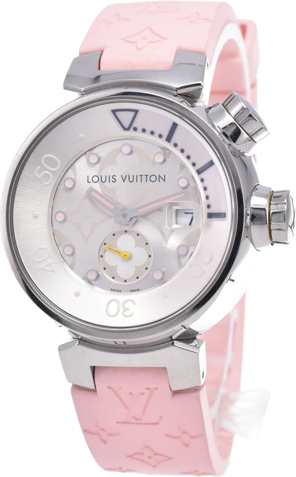 Louis Vuitton Tambour Quartz Stainless Steel and Monogram Rubber 34