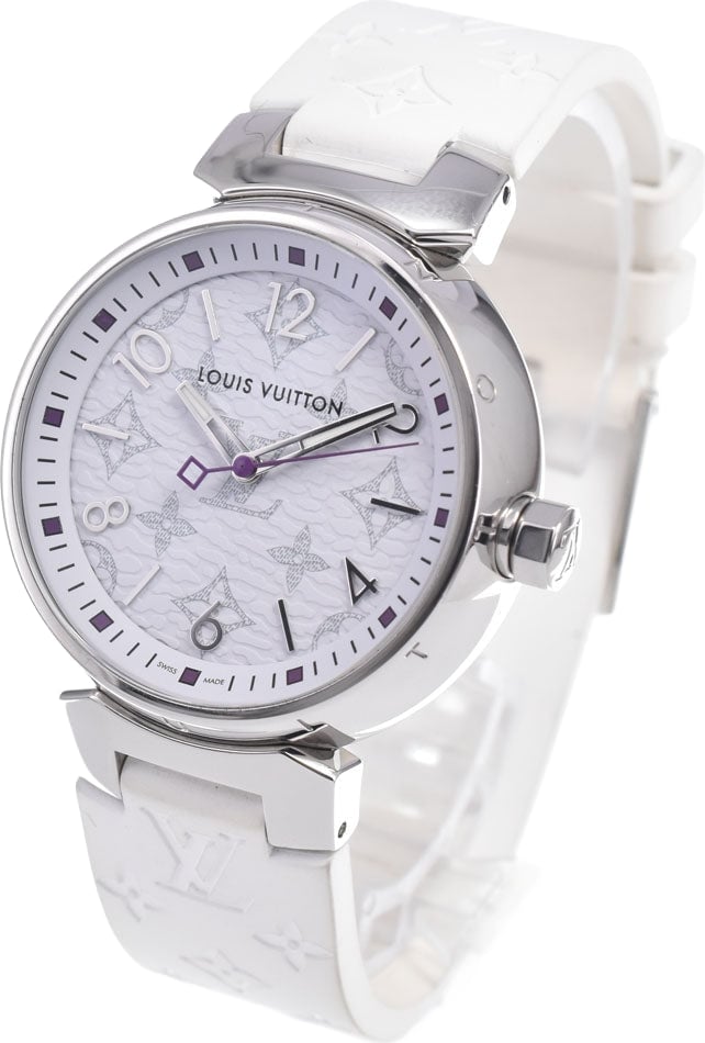 Louis Vuitton Tambour Quartz Stainless Steel and Monogram Rubber 34