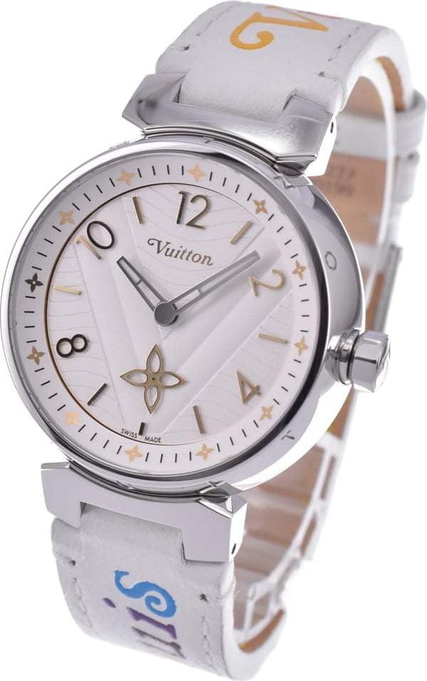 Louis Vuitton Tambour Quartz Stainless Steel and Monogram Rubber 34